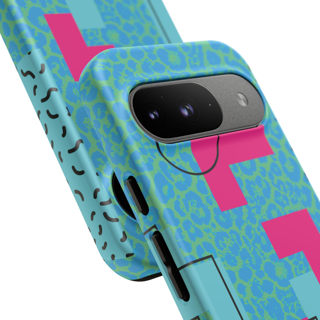 LOVE Aqua Blue Leopard RG Tough Phone Case iPhone, Galaxy, or Google Pixel