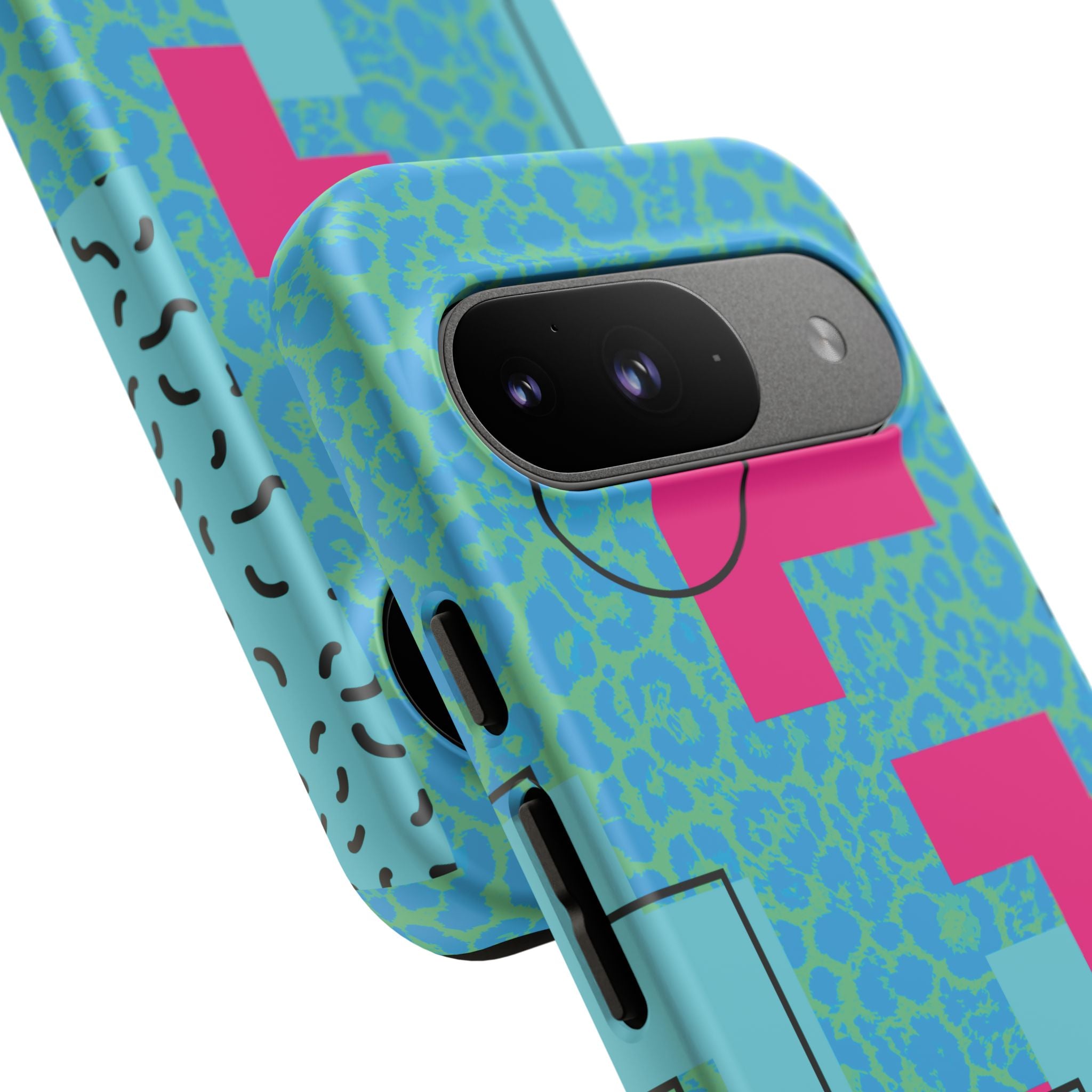 LOVE Aqua Blue Leopard RG Tough Phone Case iPhone, Galaxy, or Google Pixel