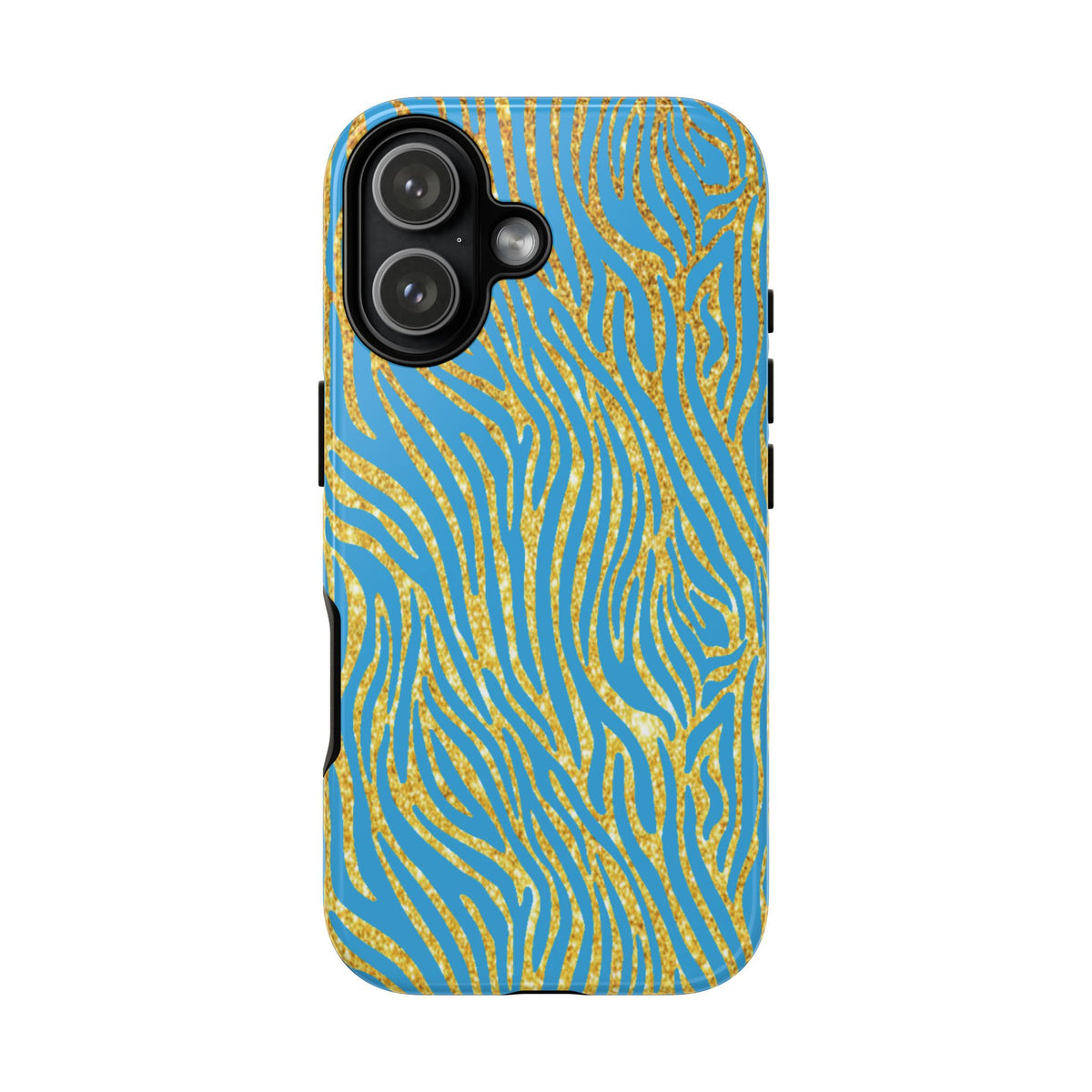 Blue Gold Zebra Tough Case for iPhone, Galaxy, or Google Pixel
