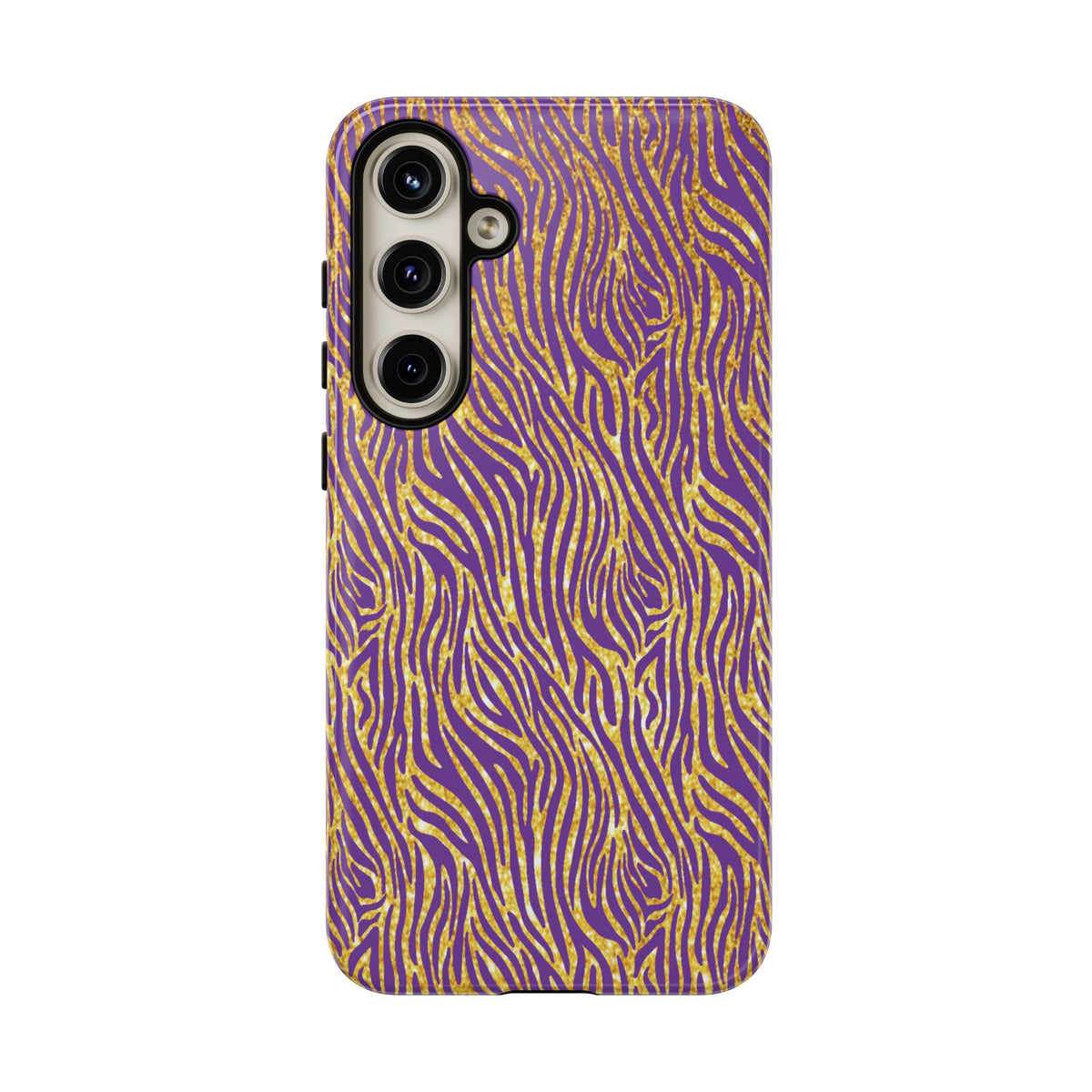 Vibrant Purple Gold Zebra Tough Phone Case iPhone, Galaxy, or Google Pixel