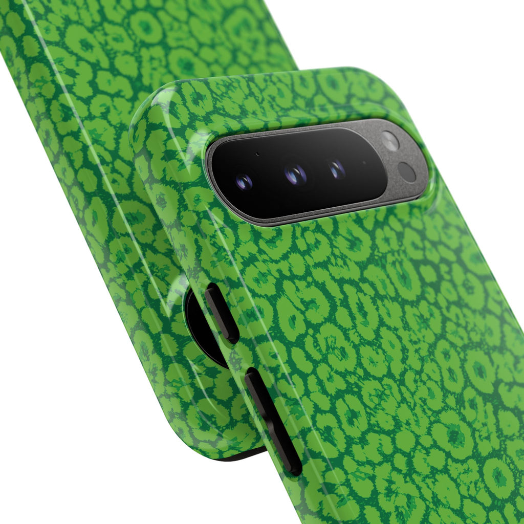 Neon Green Leopard Tough Phone Case for iPhone, Galaxy, or Google Pixel