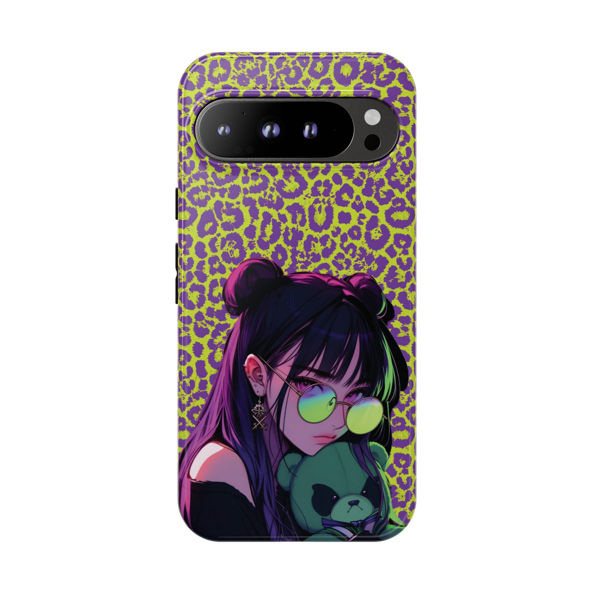 Purple Neon Lime Leopard Kz Tough Case for iPhone, Galaxy, or Google Pixel