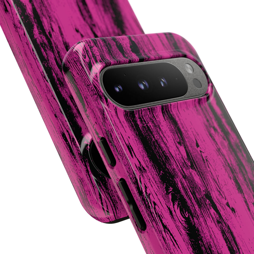 Hot Pink wood print Design Tough Phone Case for iPhone, Galaxy, or Google Pixel
