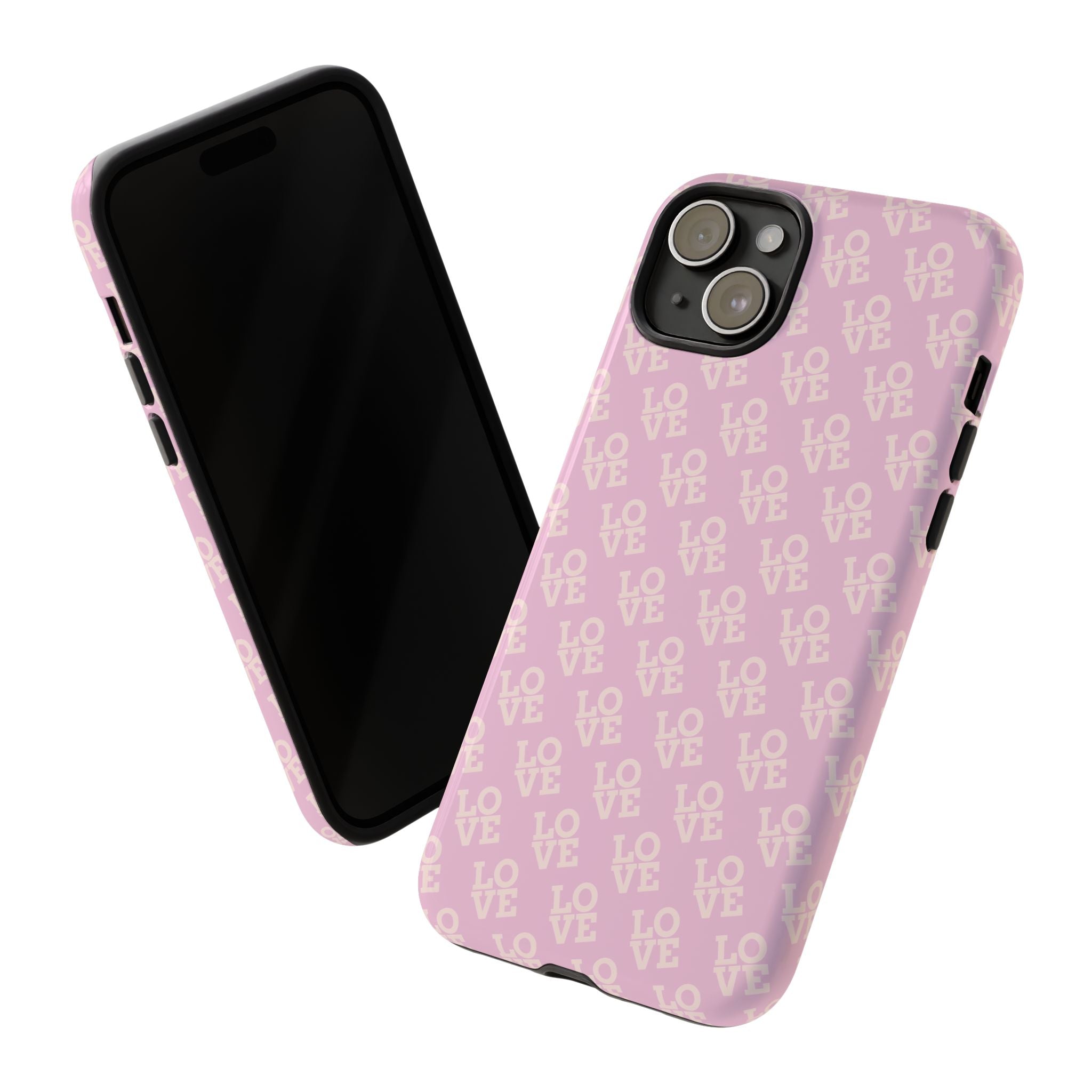 LOVE Pink Tough Phone Case for iPhone, Galaxy, or Google Pixel