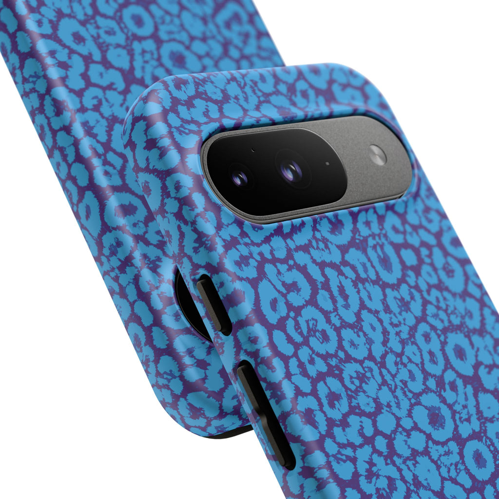 Blue Purple Leopard Tough Phone Case iPhone, Galaxy, or Google Pixel