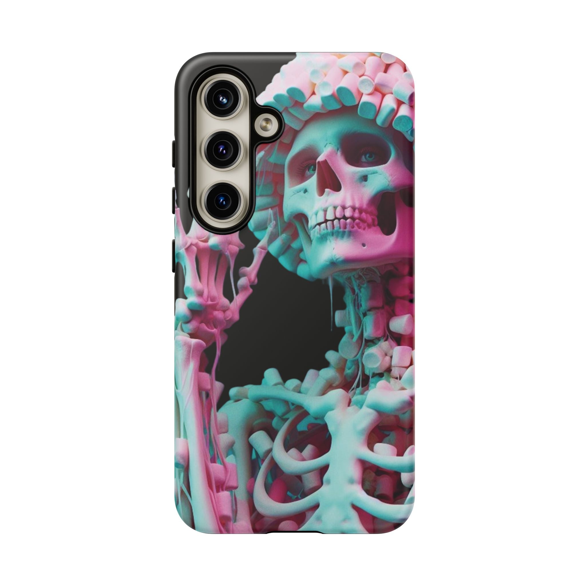 Neon Pink Skeleton (Black) Tough Phone Case for iPhone, Galaxy, or Google Pixel