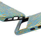 Blue Gold Zebra Tough Case for iPhone, Galaxy, or Google Pixel