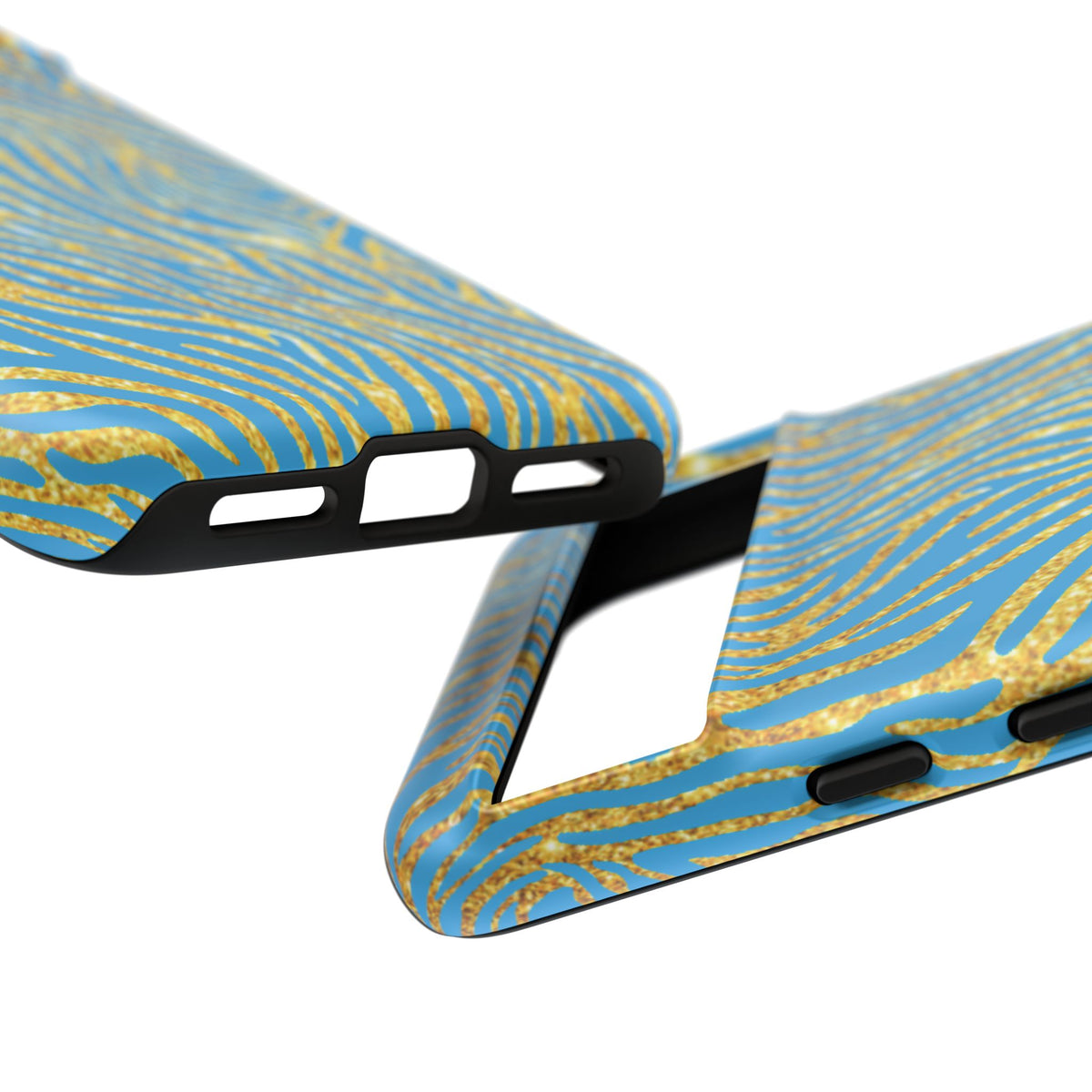Blue Gold Zebra Tough Case for iPhone, Galaxy, or Google Pixel