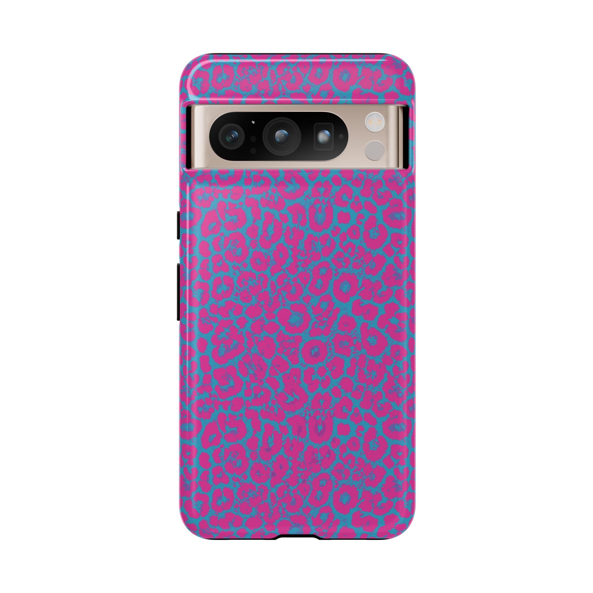 Pink Blue Leopard Tough Phone Case iPhone, Galaxy, or Google Pixel