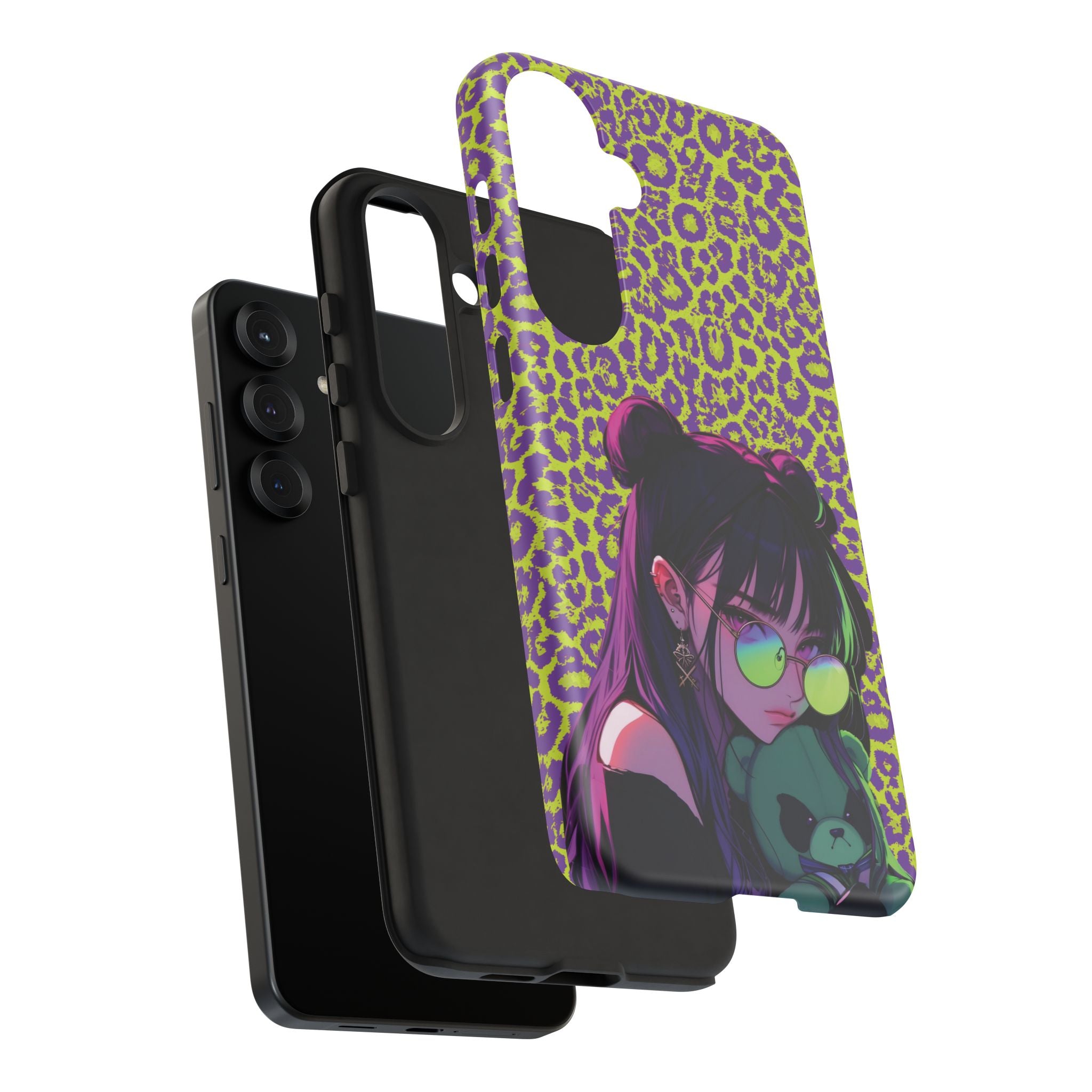 Purple Neon Lime Leopard Kz Tough Case for iPhone, Galaxy, or Google Pixel