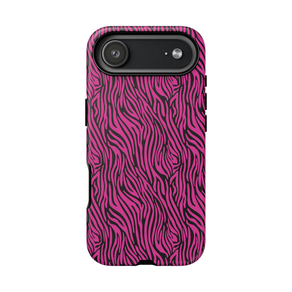 Pink Zebra Tough Phone Case for iPhone, Galaxy, or Google Pixel
