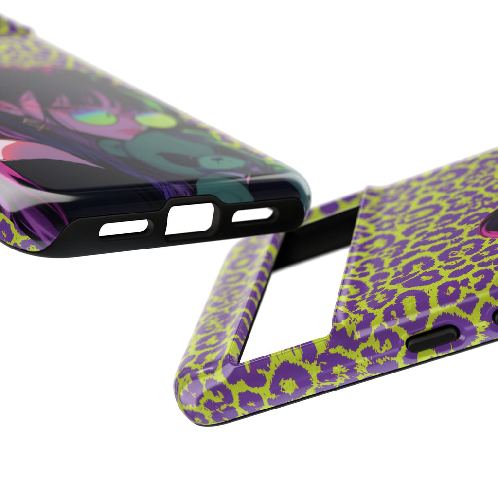 Purple Neon Lime Leopard Kz Tough Case for iPhone, Galaxy, or Google Pixel
