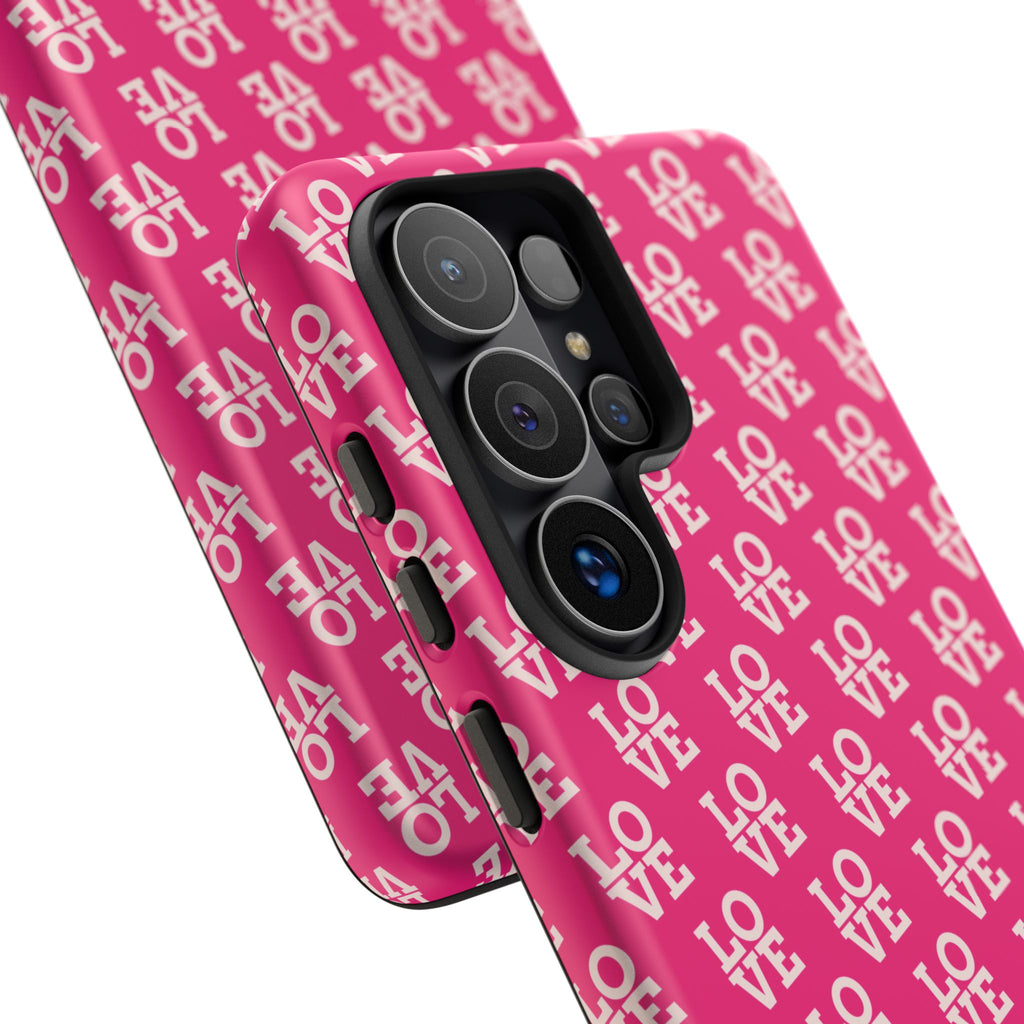Vibrant Pink LOVE Tough Case iPhone, Galaxy, or Google Pixel