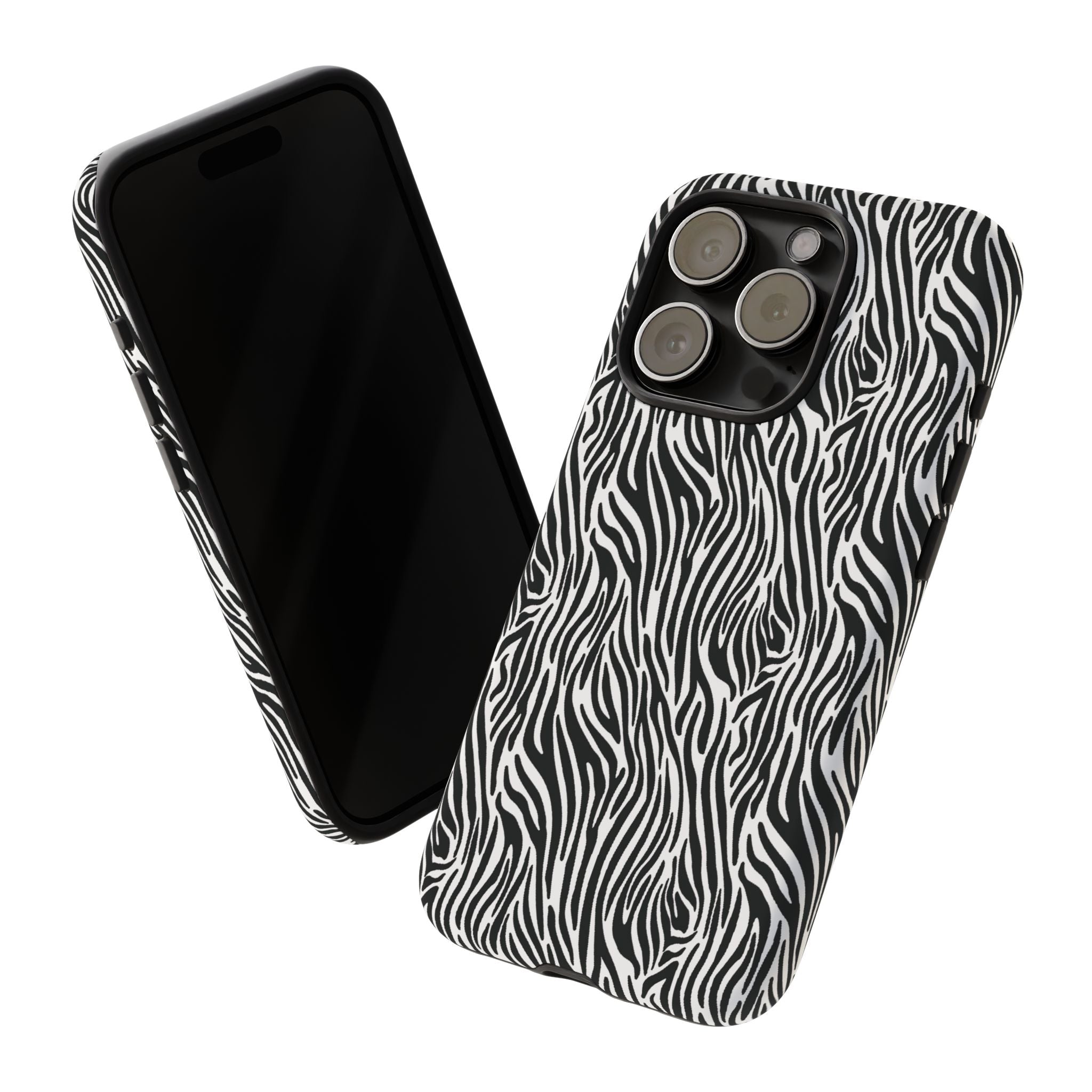 Black and White Zebra Print Tough Case iPhone, Galaxy and Google Pixel
