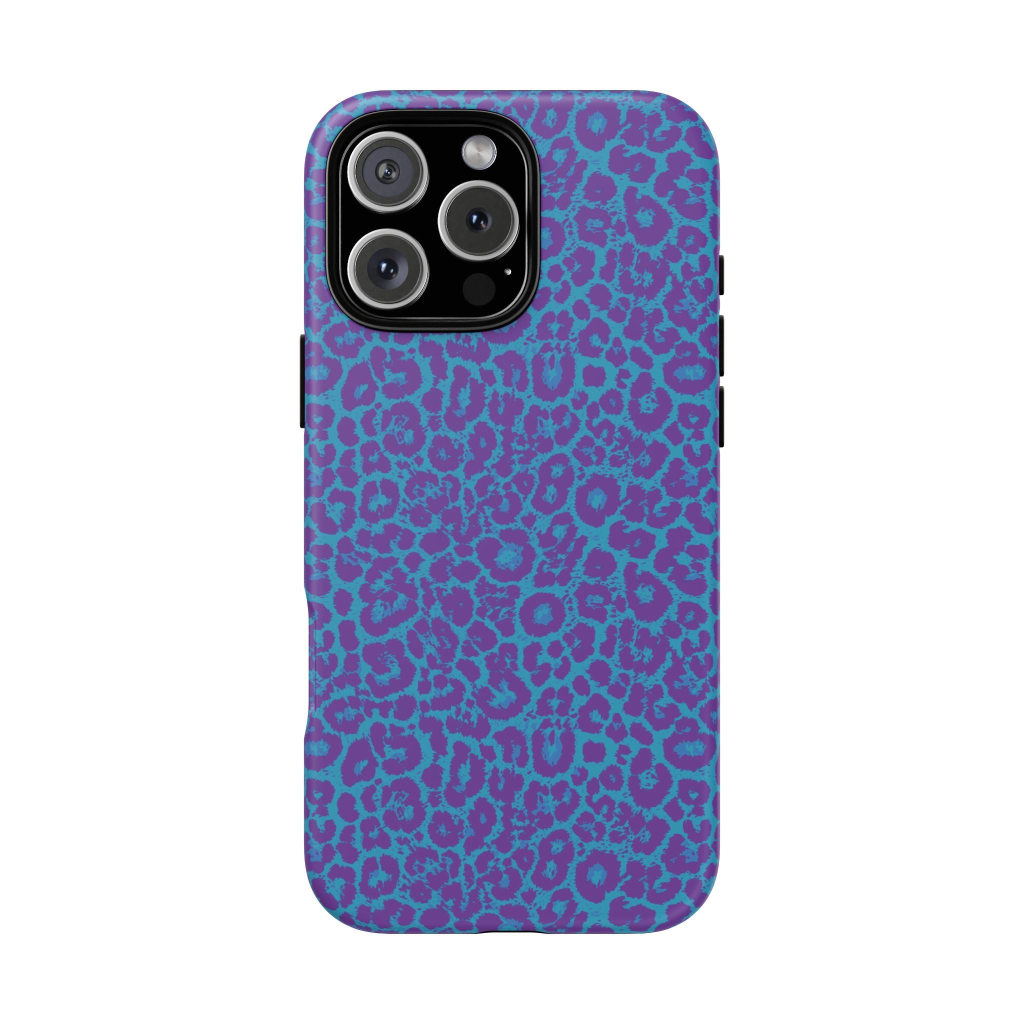 Leopard Printed Purple Blue Tough Phone Case for iPhone, Galaxy, or Google Pixel