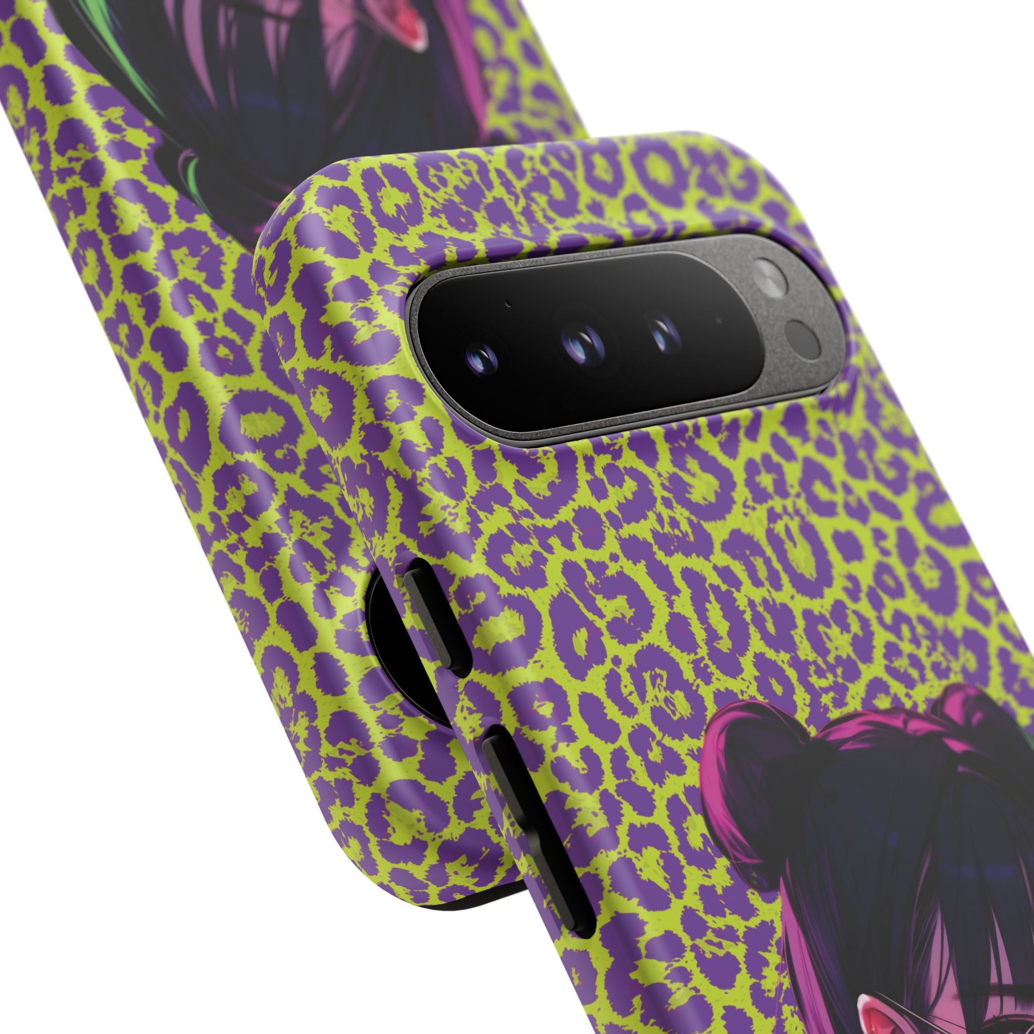 Purple Neon Lime Leopard Kz Tough Case for iPhone, Galaxy, or Google Pixel