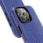 Leopard Printed Purple Blue Tough Phone Case for iPhone, Galaxy, or Google Pixel