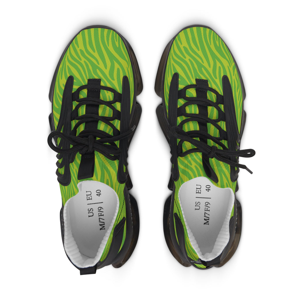 Neon Lime Zebra Women's Mesh Sneakers