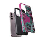 Neon Pink Skeleton Tough Phone Case for iPhone, Galaxy and Google Pixel