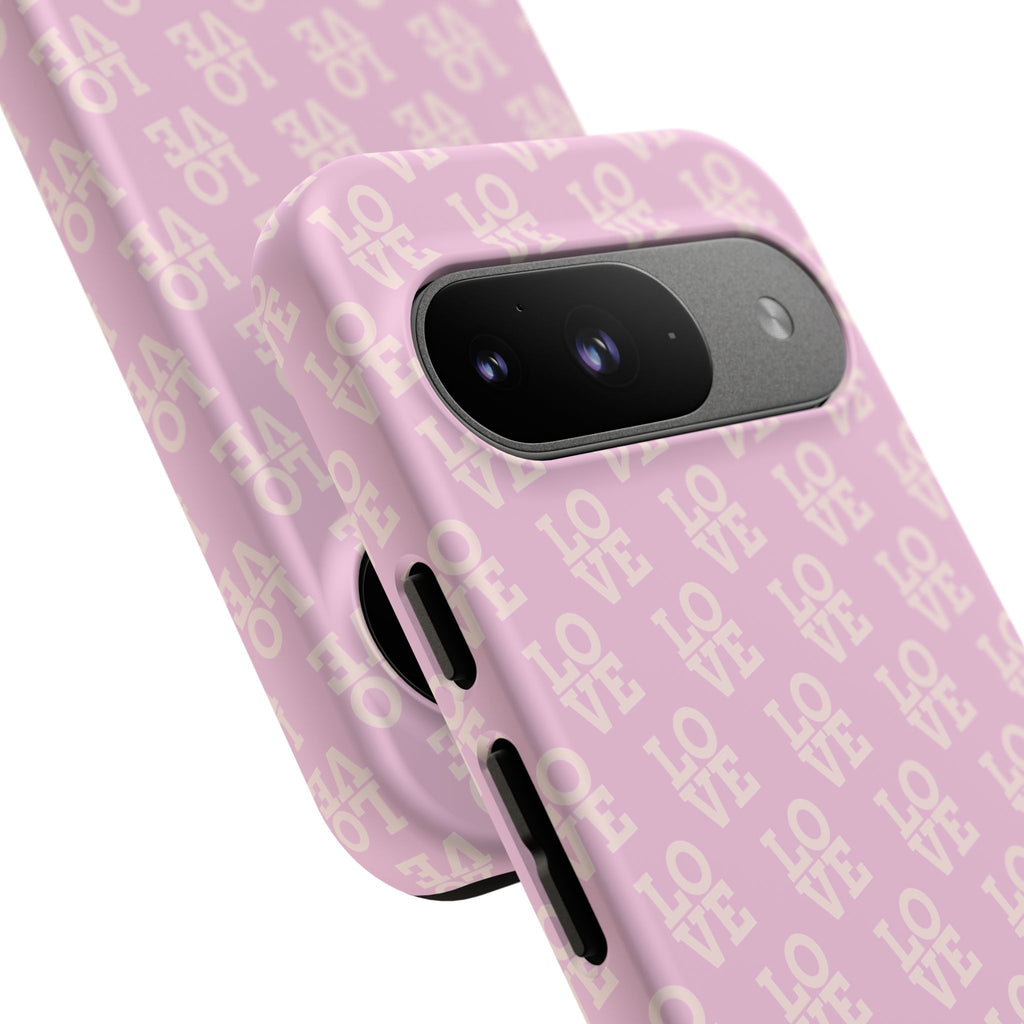 LOVE Pink Tough Phone Case for iPhone, Galaxy, or Google Pixel