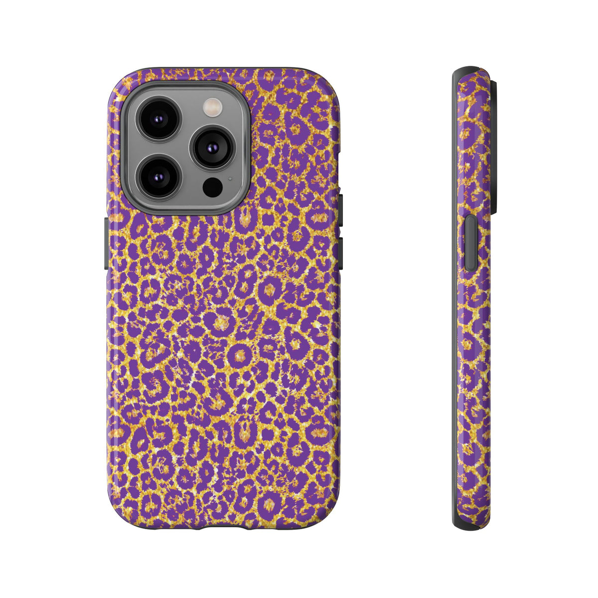 Purple Gold Leopard Tough Phone Case for iPhone, Galaxy, or Google Pixel