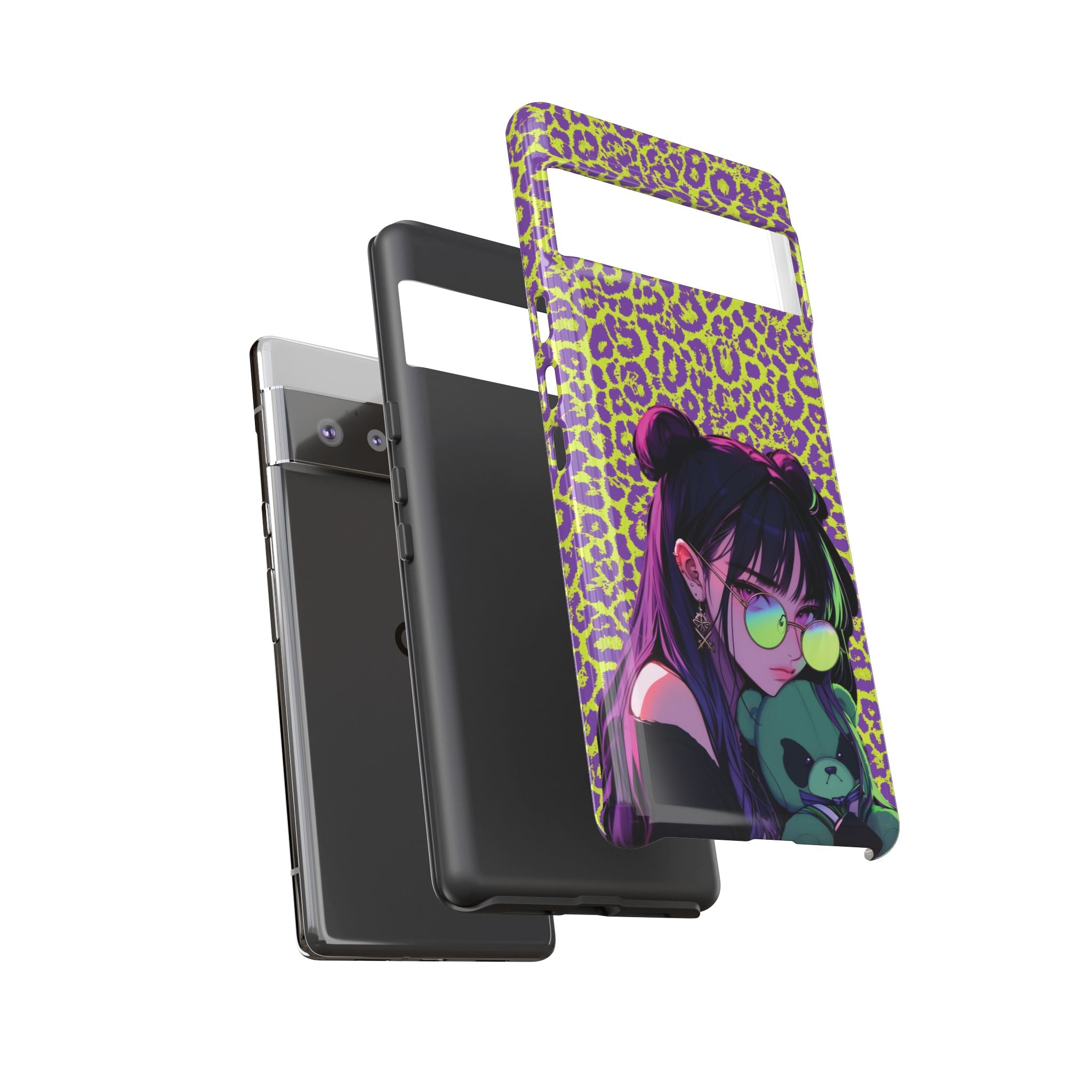 Purple Neon Lime Leopard Kz Tough Case for iPhone, Galaxy, or Google Pixel