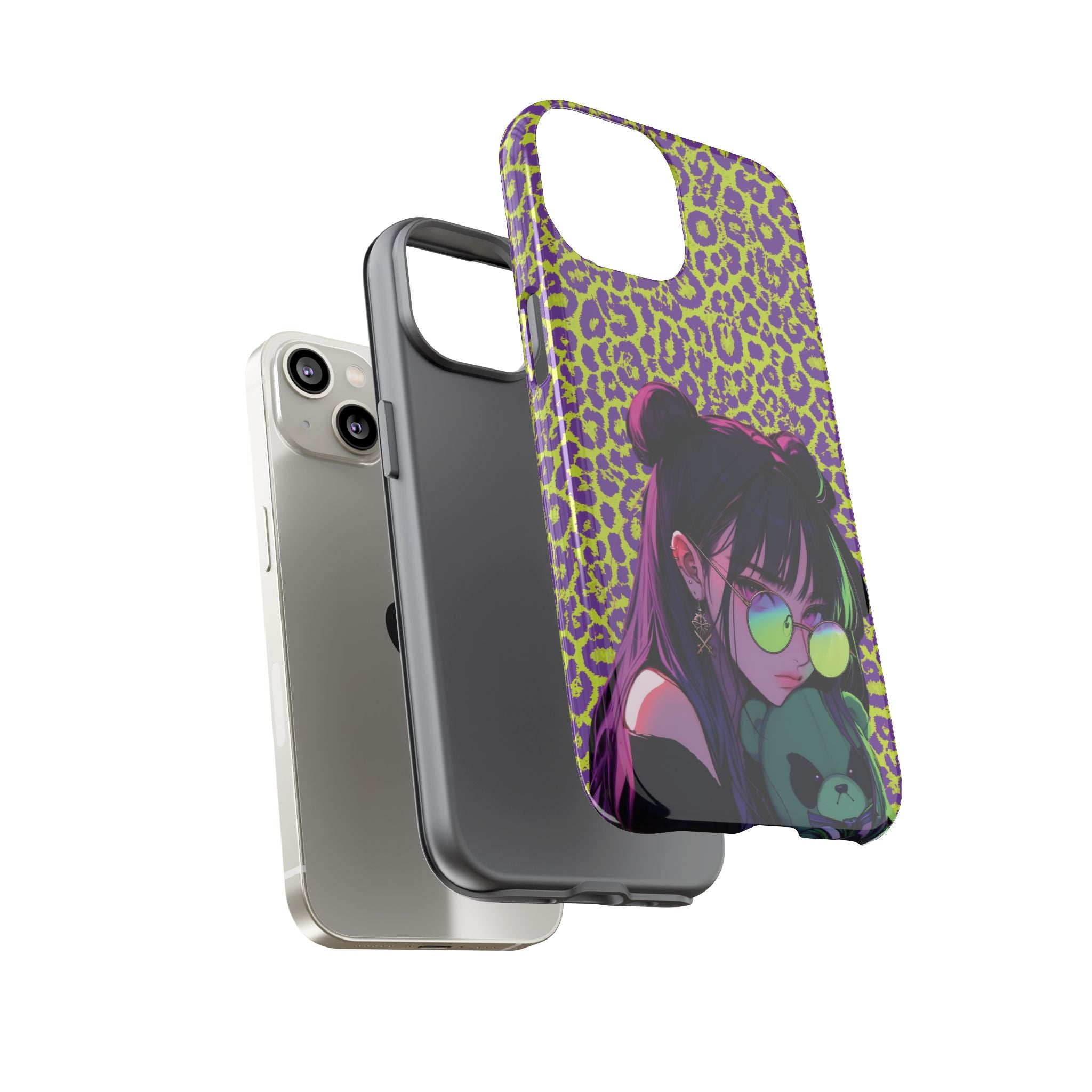 Purple Neon Lime Leopard Kz Tough Case for iPhone, Galaxy, or Google Pixel
