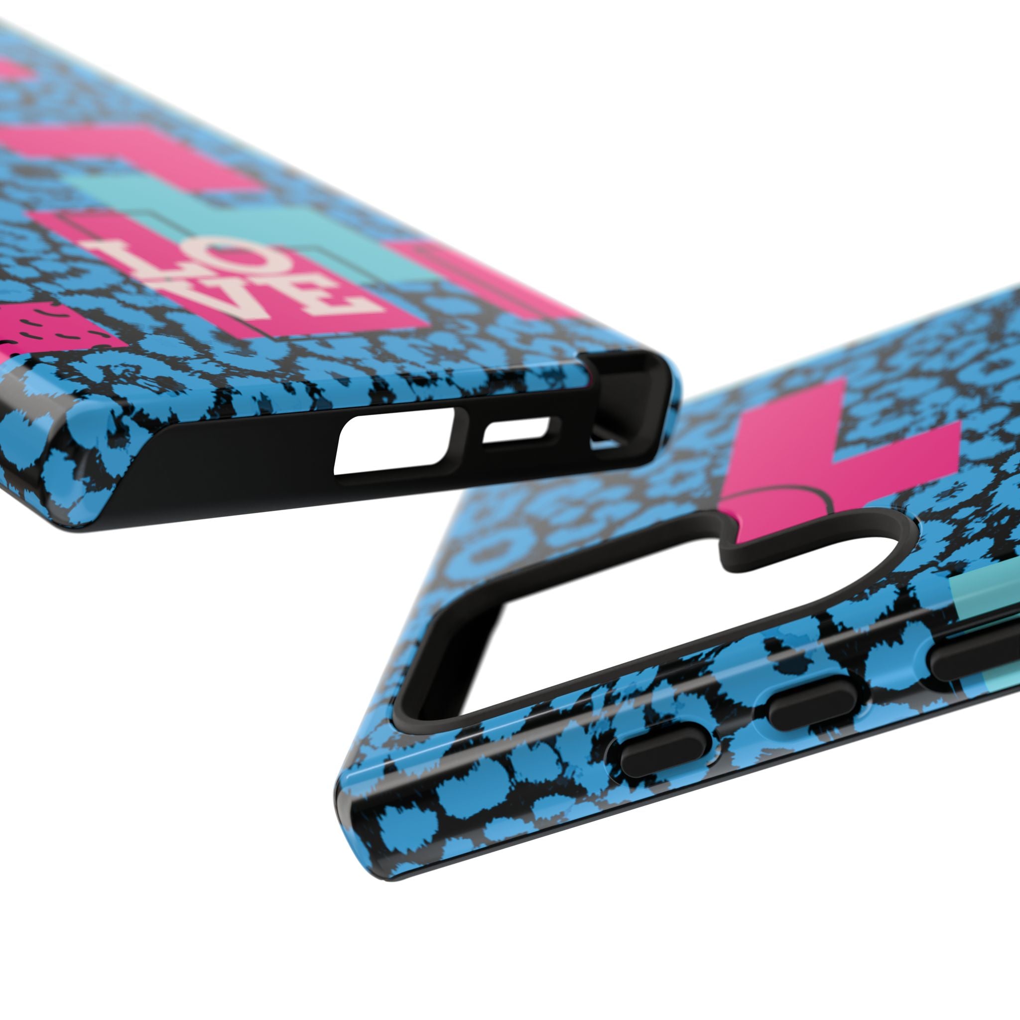 LOVE Blue Leopard 80s Vibe Tough Case for iPhone, Galaxy, or Google Pixel