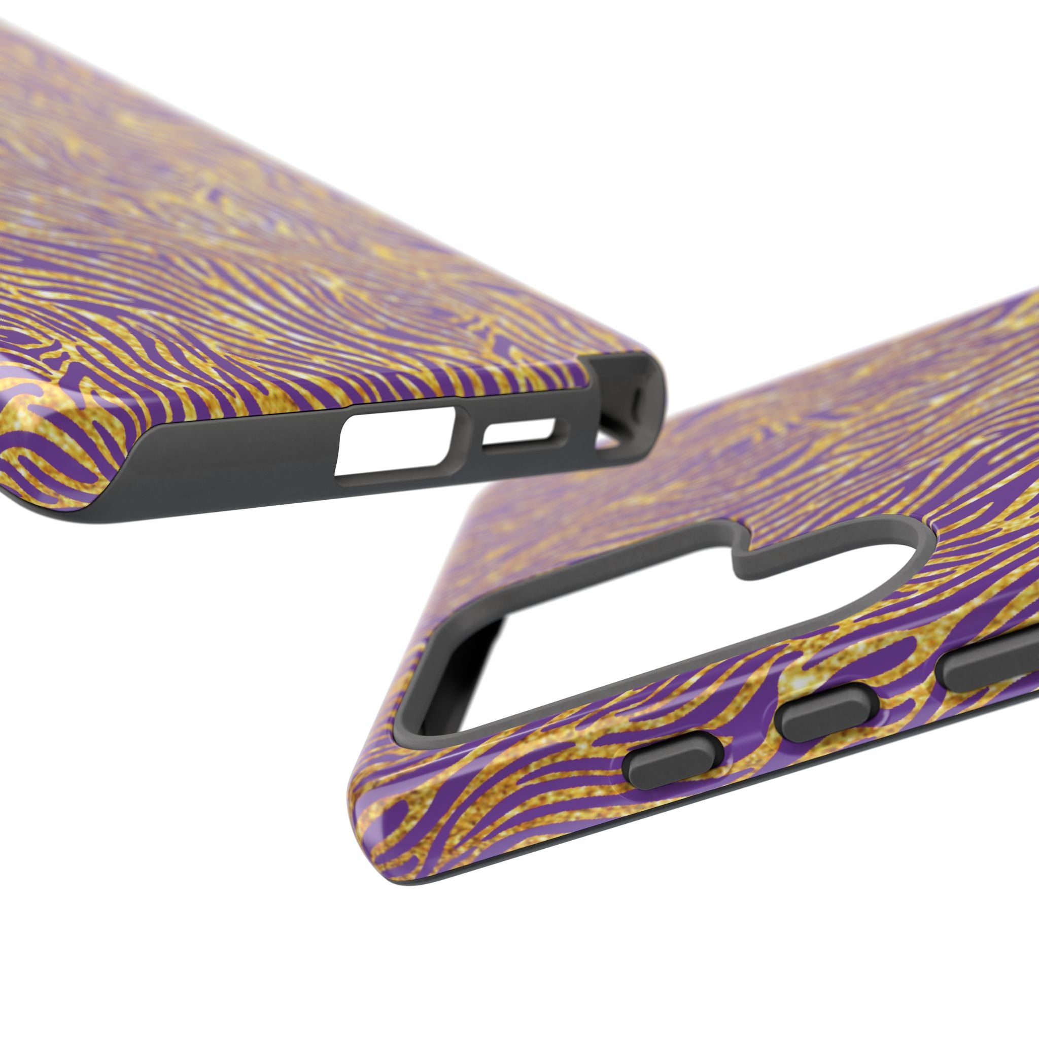 Vibrant Purple Gold Zebra Tough Phone Case iPhone, Galaxy, or Google Pixel