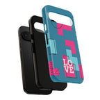 LOVE Teal Green Tough Phone Case for iPhone, Galaxy, or Google Pixel