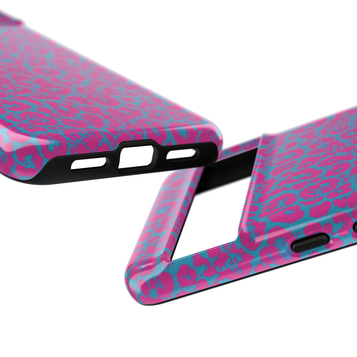 Pink Blue Leopard Tough Phone Case iPhone, Galaxy, or Google Pixel