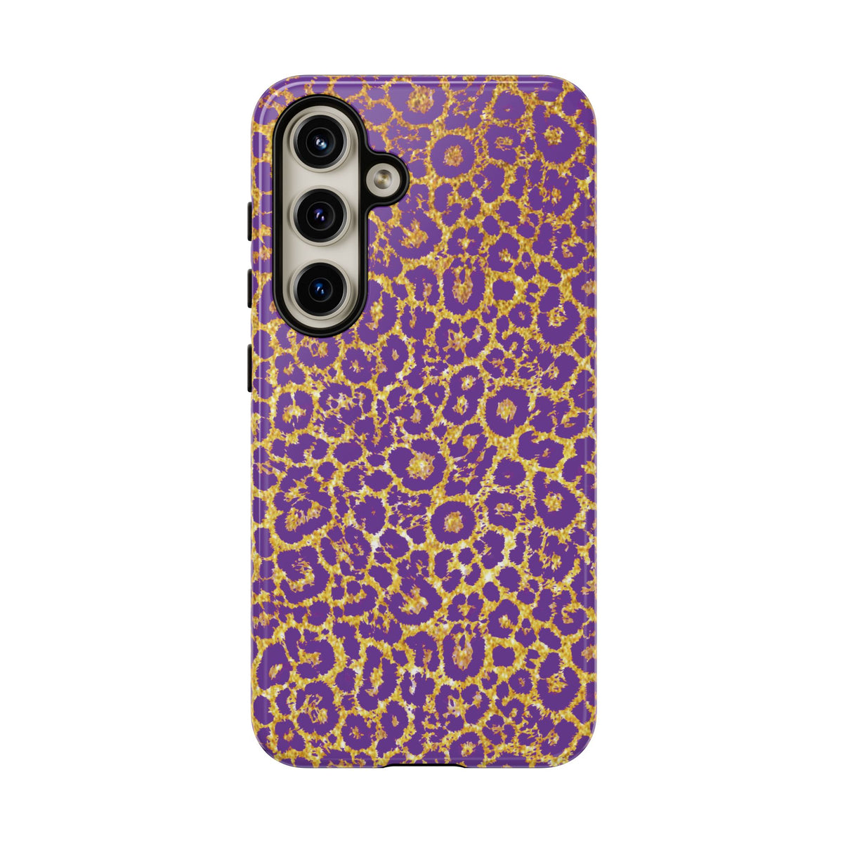 Purple Gold Leopard Tough Phone Case for iPhone, Galaxy, or Google Pixel