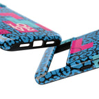 LOVE Blue Leopard 80s Vibe Tough Case for iPhone, Galaxy, or Google Pixel