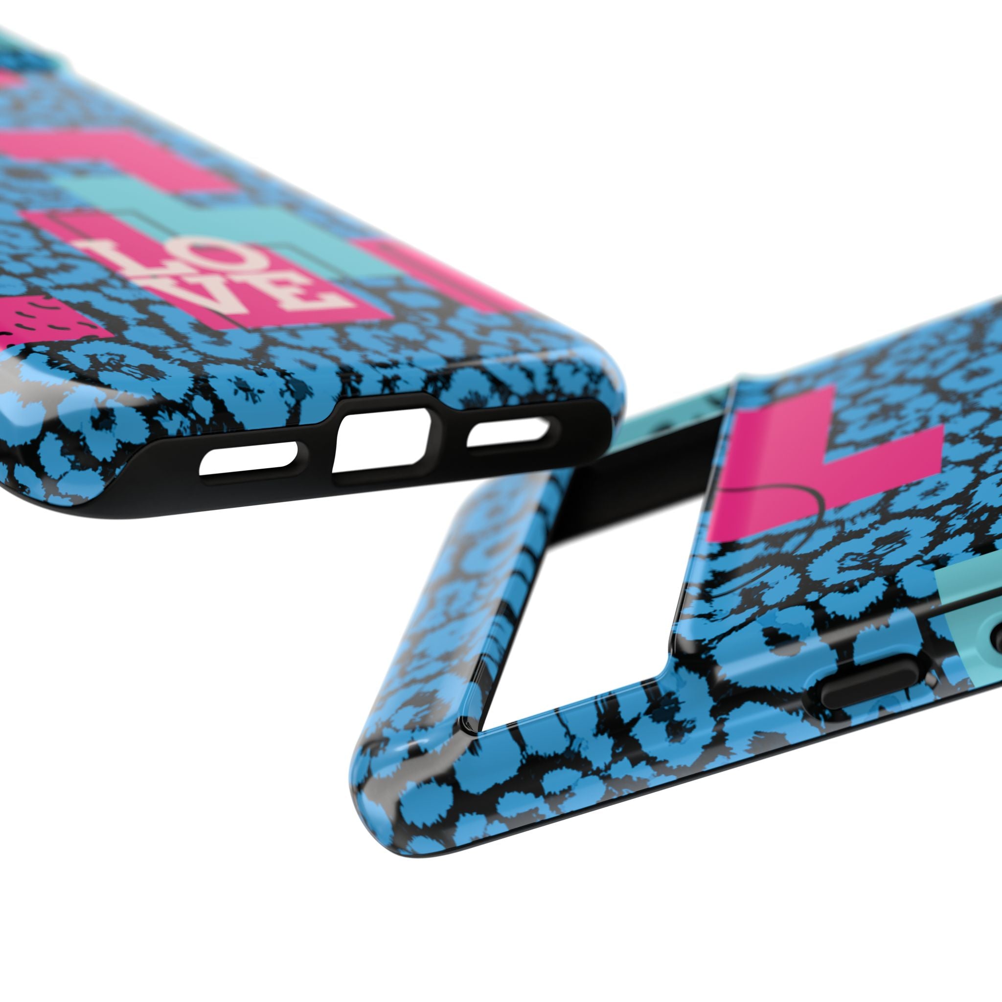 LOVE Blue Leopard 80s Vibe Tough Case for iPhone, Galaxy, or Google Pixel