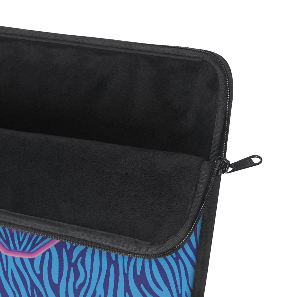 Neon Skull with Blue Zebra Print Laptop Sleeve