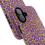 Purple Gold Leopard Tough Phone Case for iPhone, Galaxy, or Google Pixel