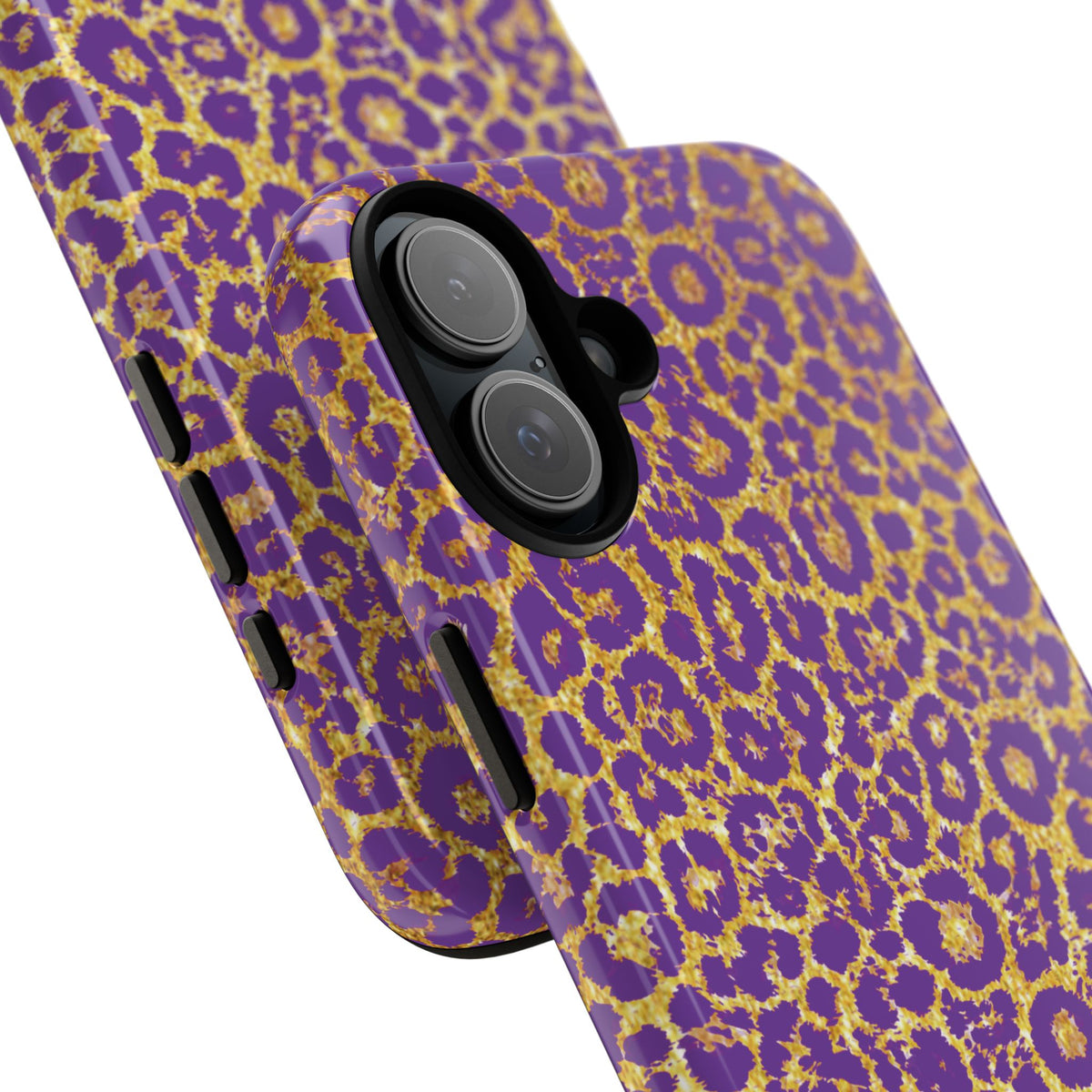 Purple Gold Leopard Tough Phone Case for iPhone, Galaxy, or Google Pixel