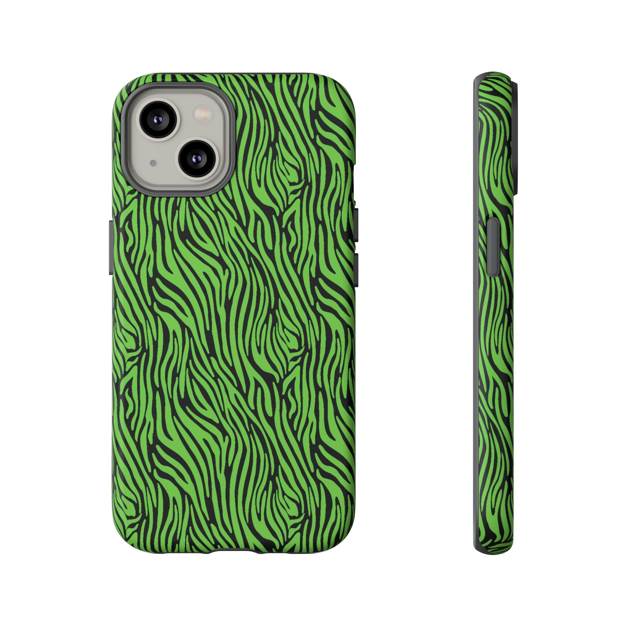 Neon Green Zebra Tough Phone Case iPhone, Galaxy, or Google Pixel