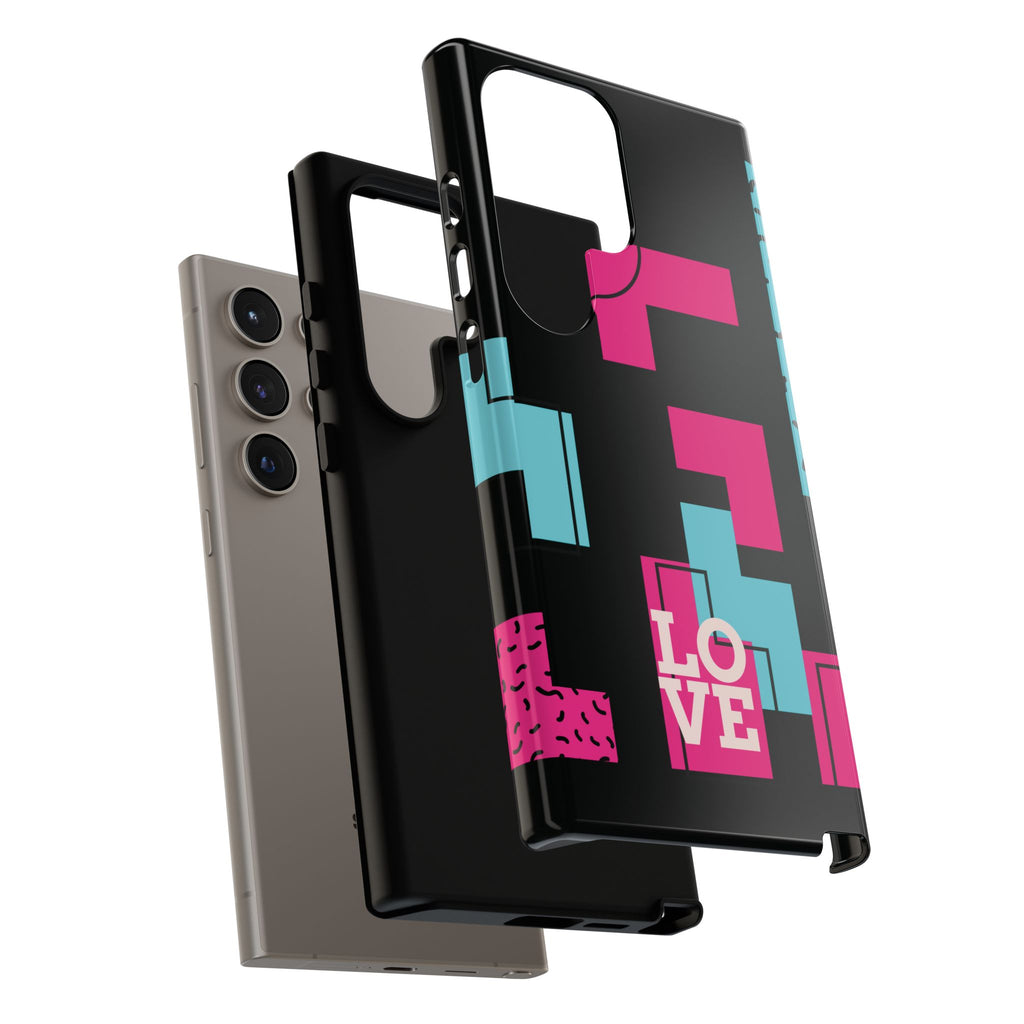 Retro Blocks LOVE Tough Case for iPhone, Galaxy or Google Pixel