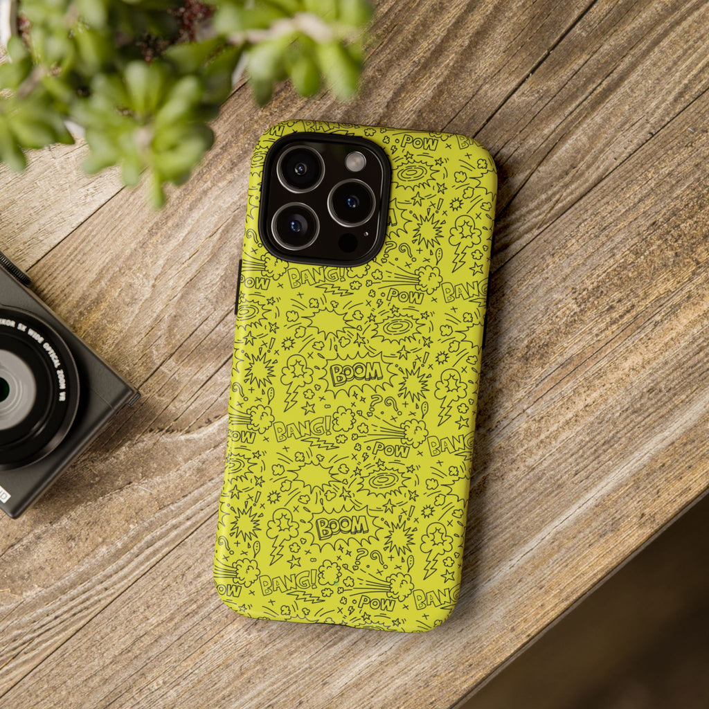 Neon Yellow Wow RG Tough Phone Case for iPhone, Galaxy, or Google Pixel