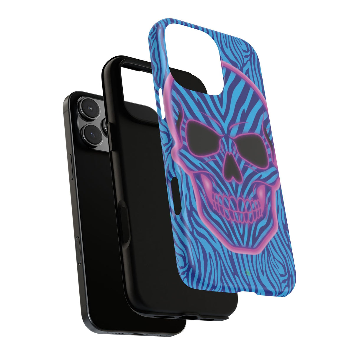 Neon Zebra Skull Tough Phone Case for iPhone, Galaxy, or Google Pixel