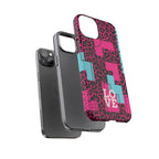 Pink Love Retro Blocks Leopard RG Tough Phone Case for iPhone, Galaxy, or Google Pixel