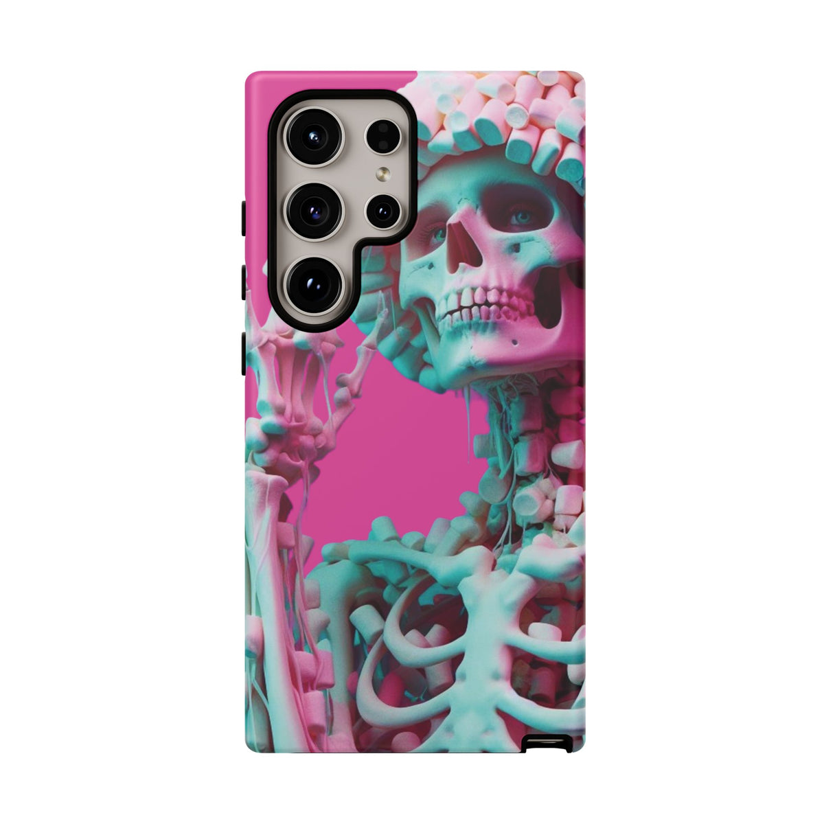 Neon Pink Skeleton Tough Phone Case for iPhone, Galaxy and Google Pixel