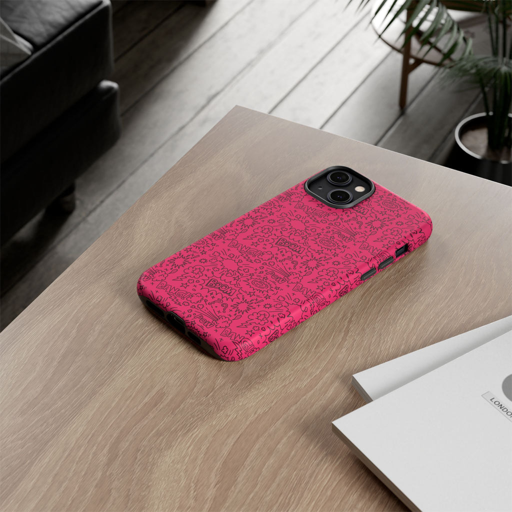 Pink Wow Tough Case for iPhone, Galaxy, or Google Pixel