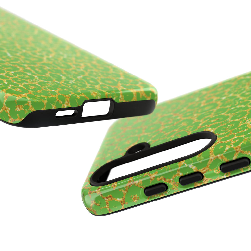 Neon Green Gold Leopard Tough Phone Case iPhone, Galaxy, or Google Pixel