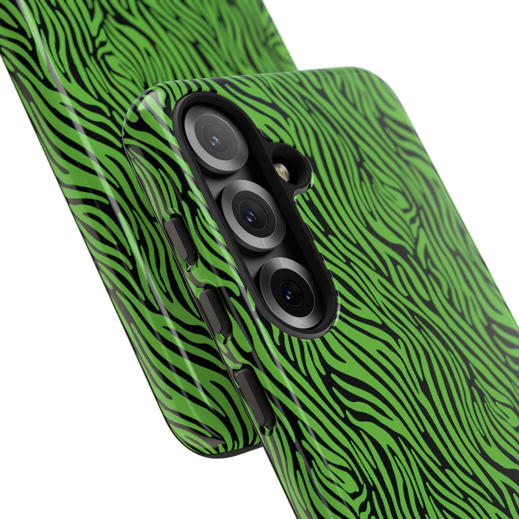 Neon Green Zebra Tough Phone Case iPhone, Galaxy, or Google Pixel