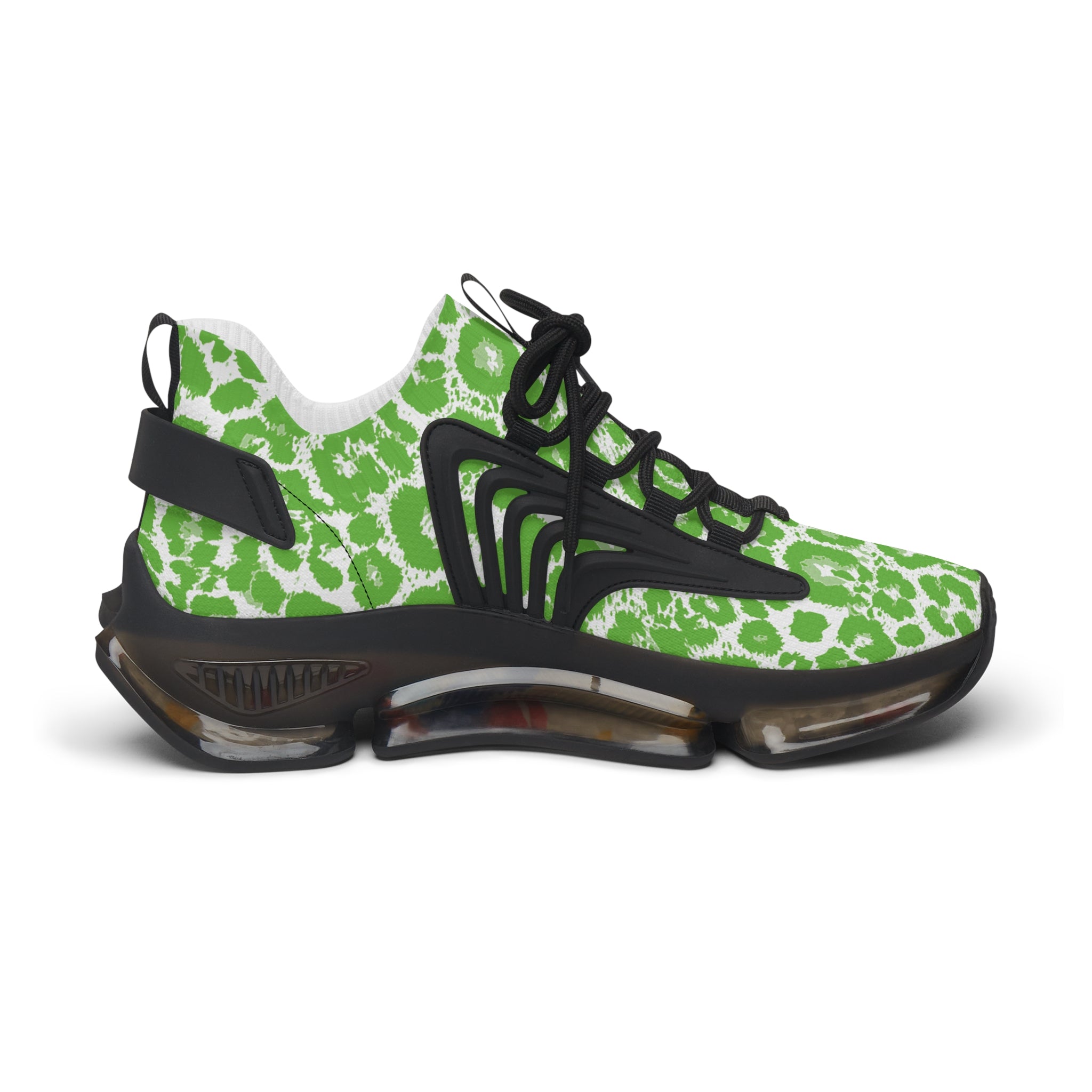 Neon Green Leopard Women's Mesh Sneakers