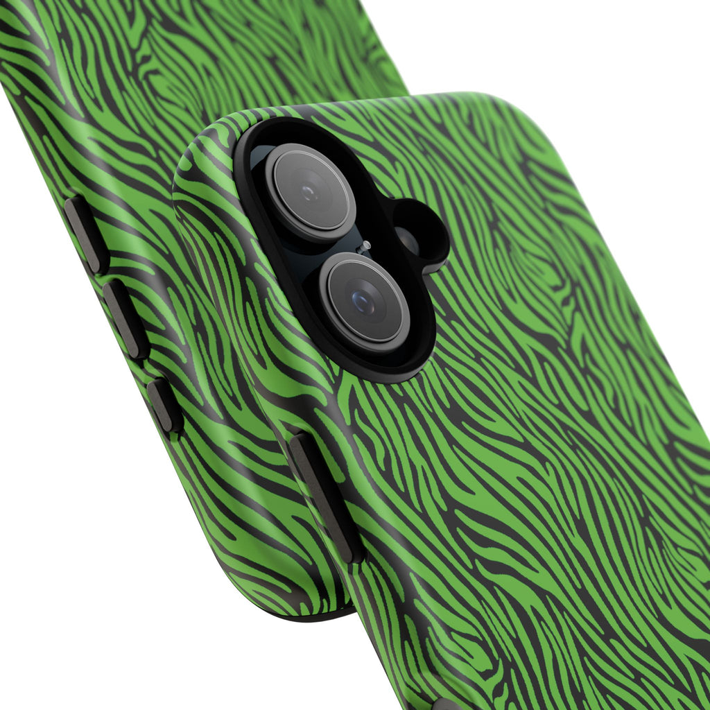 Neon Green Zebra Tough Phone Case iPhone, Galaxy, or Google Pixel