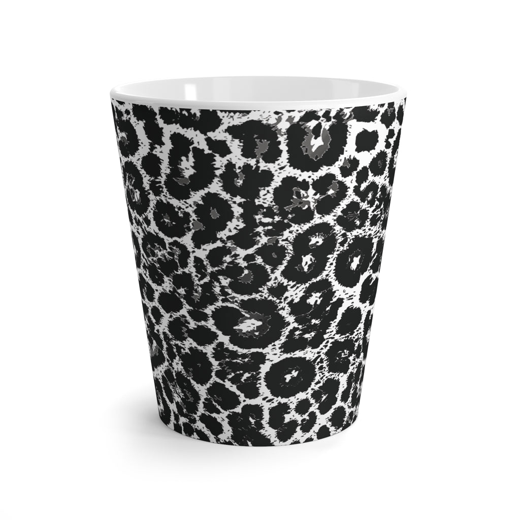 Black and White Leopard Print Latte Mug