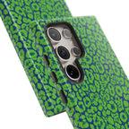 Blue Neon Green  Leopard Tough Phone Case for iPhone, Galaxy, or Google Pixel